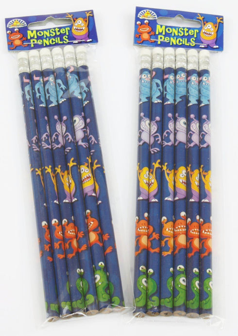 MONSTER ALIEN THEME PENCILS WITH ERASER - 1 PACK. 150166