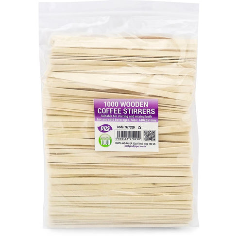 Wooden Coffee Stirrers - Eco-Friendly 140mm 1000 Pack PPS97029