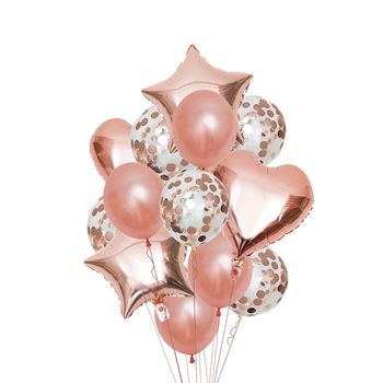 EUROWRAP 14 PIECE BALLOON SET ROSE GOLD APX 45 X 45 CM. 28854-RGCC