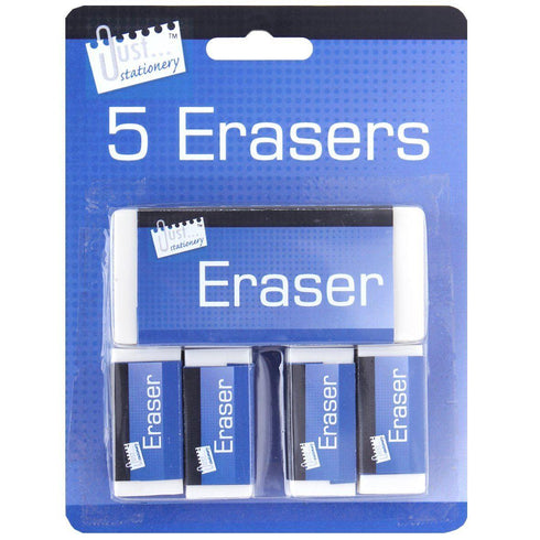 JUST STATIONERY 5 WHITE ERASERS. 6340