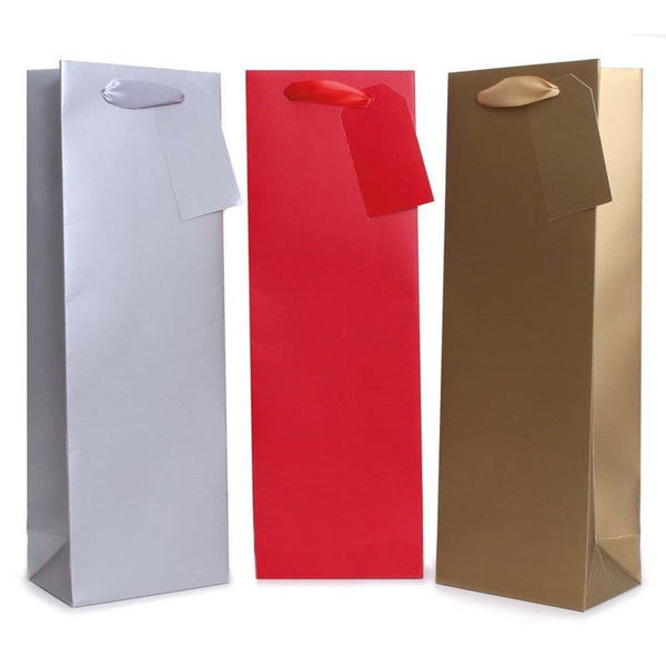 TALLON CHRISTMAS ASSORTED COLOUR METT BOTTLE BAGS 36 X 12CM. TAX9406A