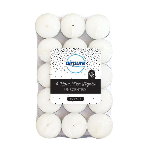 AIRPURE 8 HOUR UNSCENTED TEA LIGHTS CANDLE 8/PK. TL-8HR-8PK-178