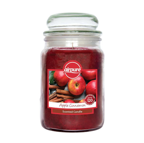AIRPURE APPLE CINNAMON SCENTED JAR CANDLE 510G UP TO 120HRS. 18OZ451