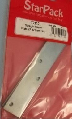 Repair Plate BZP 125mm - Durable Straight Fixing Plate