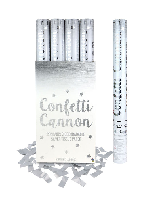 Silver Confetti Cannons 50cm - Party Fun Guaranteed | X38721