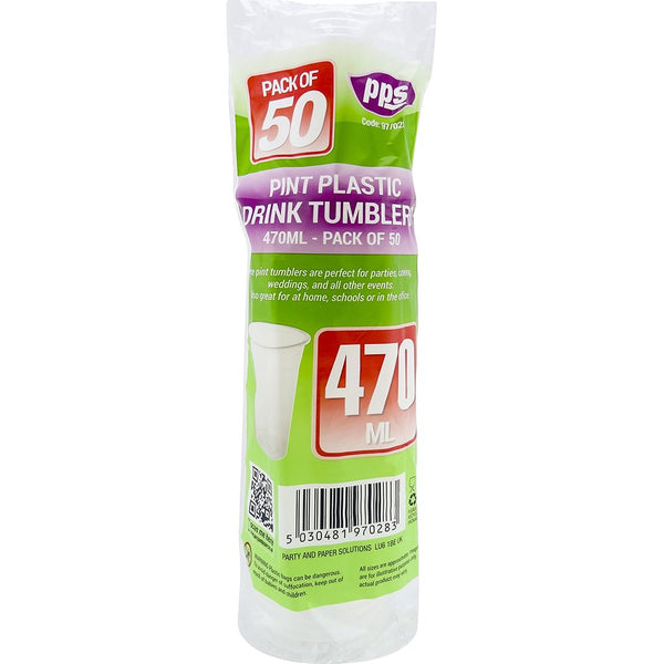 Plastic Tumblers 50pk - Durable 482ml Glasses | PPS97028