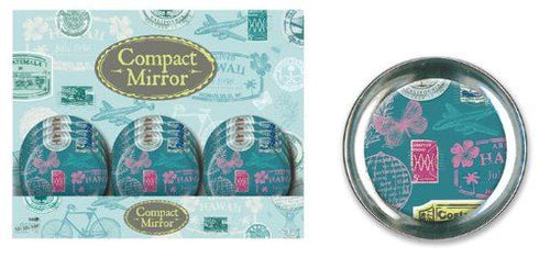 Vintage Compact Mirror - 10x Magnification Cosmetic Travel Accessory