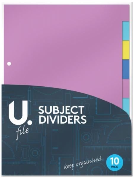 U FILE A4 PAPER INDEX DIVIDER 10/PK. P2090