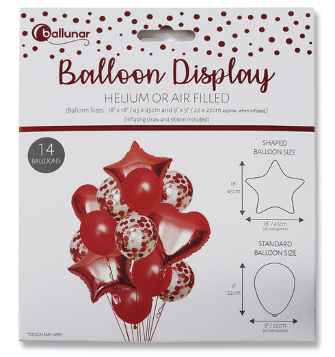EUROWRAP 14 PIECE BALLOON SET RED APX 45 X 45 CM. 30351-REDC