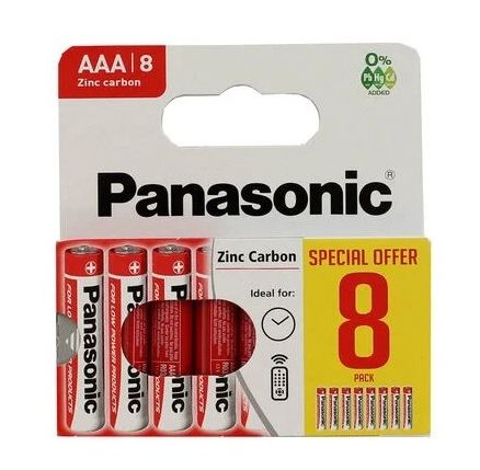 Panasonic AAA Batteries - Zinc Carbon 8-Pack PANAR03RB8