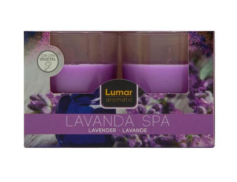 LUMAR AROMATIC LAVENDER GLASS CANDLE JAR 2/PK. PS109103