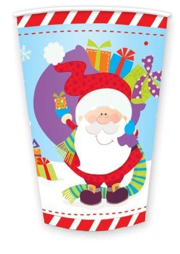 CUTE CHRISTMAS TABLE DISPOSABLE PAPER CUPS 9OZ 8/PK. KCBC
