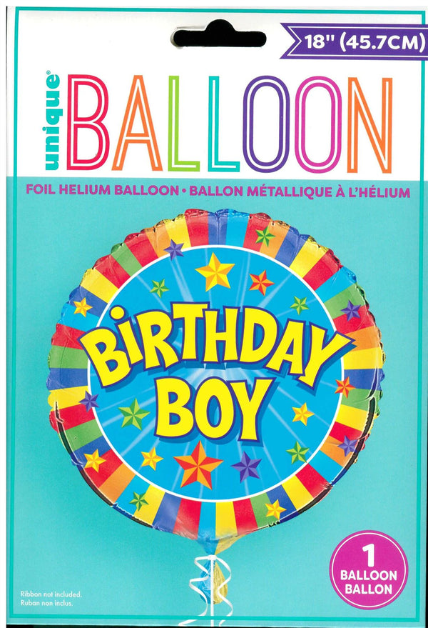 Birthday Boy Balloon - Unique 18" Round Foil Decoration