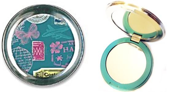 Vintage Compact Mirror - 10x Magnification Cosmetic Travel Accessory