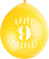 9th Birthday Balloons - Multicolour Pack of 10 | UNIQUE PARTY