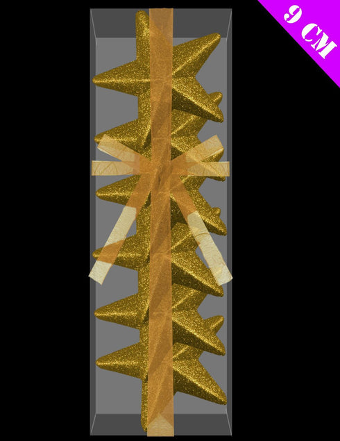 6 GLITTER 3D STARS GOLD 9CM. DP53289