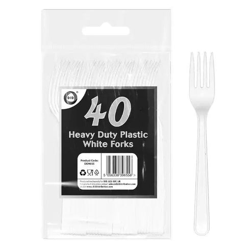 Heavy Duty Plastic Forks - White 40 Pack | DD9655