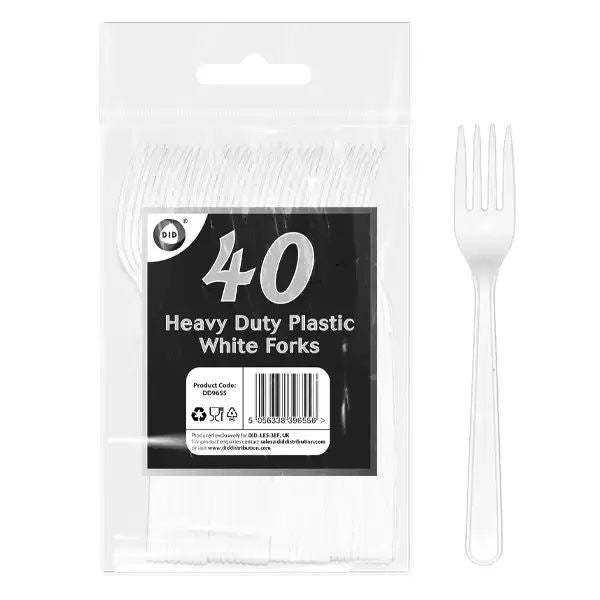 Heavy Duty Plastic Forks - White 40 Pack | DD9655