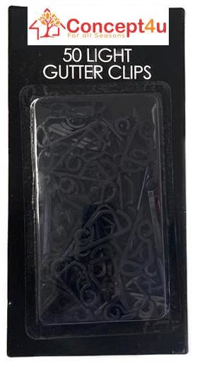 50 EXTERNAL LIGHT GUTTER HOOKS BLACK. 56477 FF04B