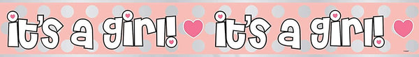 Girl Baby Shower Banner - Unique Foil Party Decoration 12FT