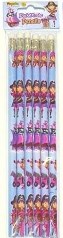 PINK PIRATE FULL LENGTH PENCILS.ERASER TOP - 1 PACK. 150179