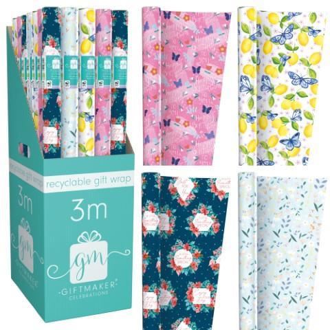 Female Gift Wrap - GIFTMAKER Everyday Design Roll 69cm x 3m