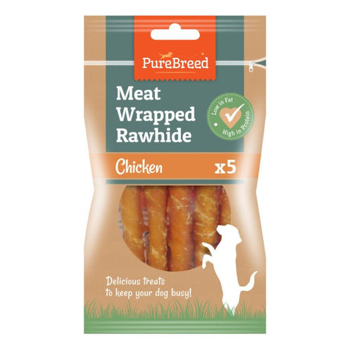 PURE BREED MEAT WRAPPED RAWHIDE 5/PK. OL317606