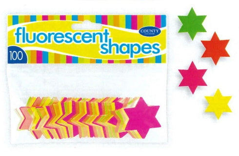 Neon Star Shapes - Fluorescent 100 Star Pack C340