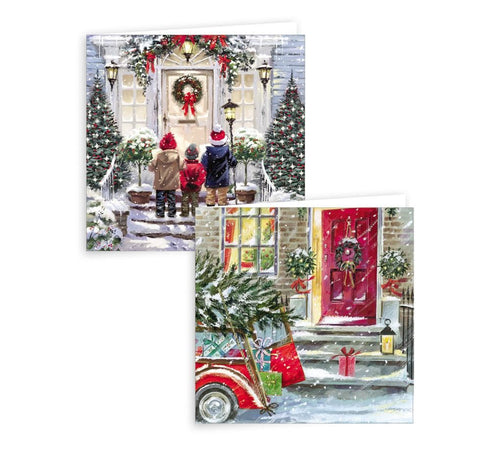GIFTMAKER CHRISTMAS DOOR SQUARE GREETINGS CARDS 10/PK. GC816