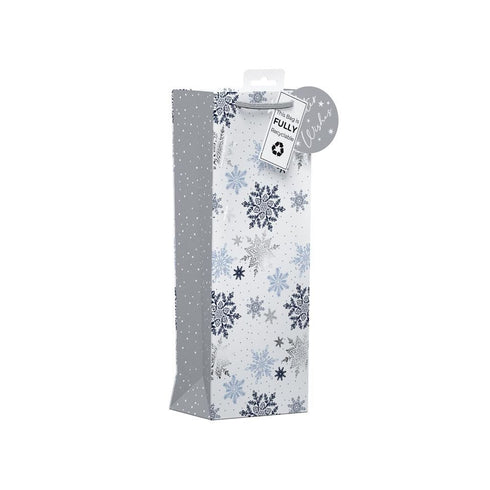 GIFTMAKER FALLING SNOWFLAKES BOTTLE GIFT BAG 40 X12 CM. XAPGB67B