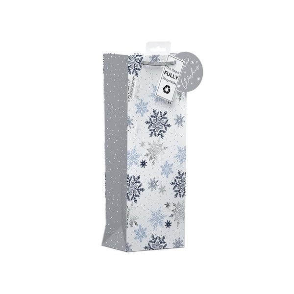 GIFTMAKER FALLING SNOWFLAKES BOTTLE GIFT BAG 40 X12 CM. XAPGB67B