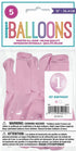 1st Birthday Balloons - Pink Gingham Latex 5 Pack | UNI74915
