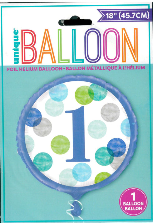 Blue Number 1 Balloon - Unique 18" Round Foil for Parties | UNI73317