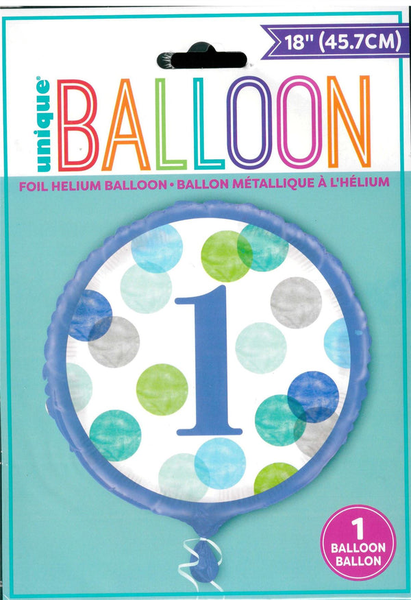 Blue Number 1 Balloon - Unique 18" Round Foil for Parties | UNI73317