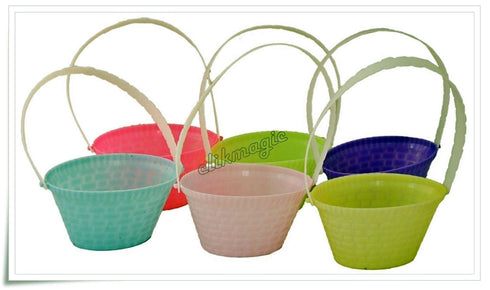 PACK OF 6 MINI EASTER BASKETS WITH HANDLES 4 INCH BASKETS - ASSORTED COLOURS. 173034 SSA000