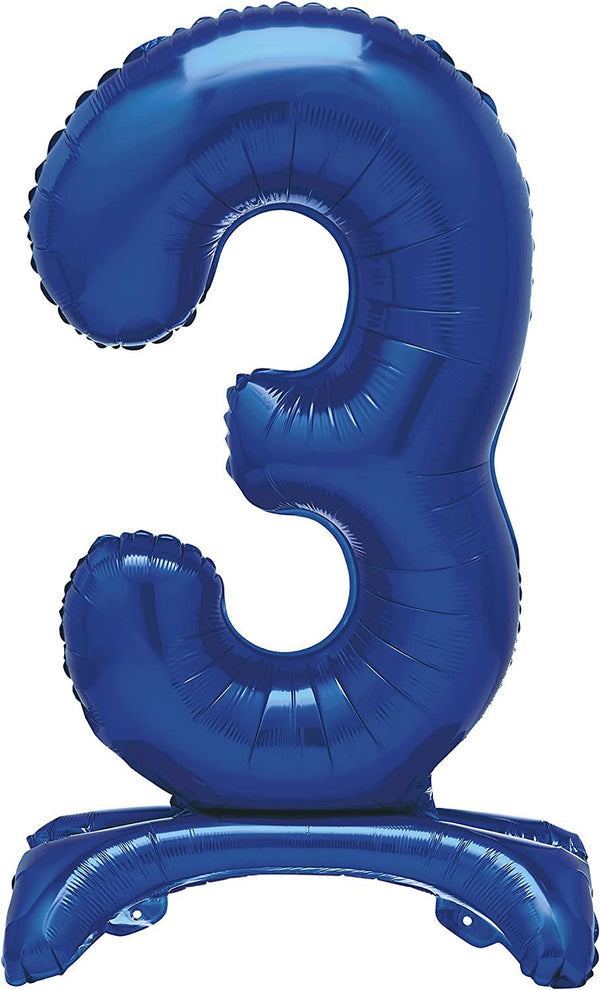 Giant Number 3 Balloon - Blue Foil 76cm for Parties | UNI12883