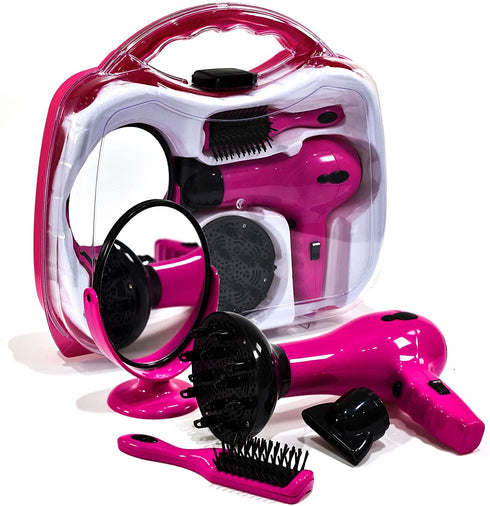 Toy Hair Styler Set - Battery Operated with Hairdryer, Mirror & Brush