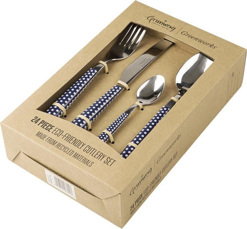 Polka Dot Cutlery Set - GREENWORKS 24 Piece, 24BXGW-PLK