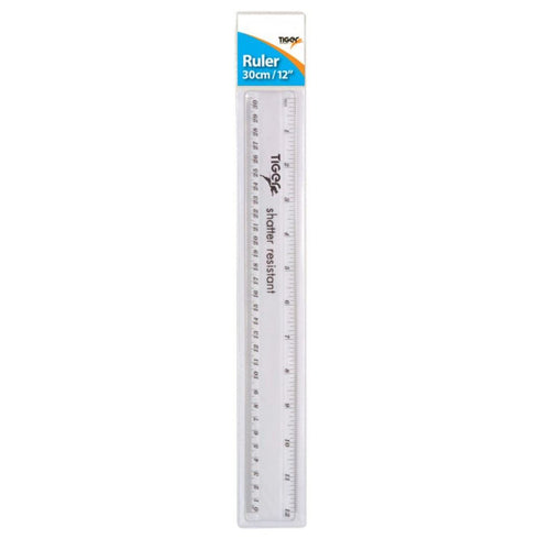 Shatterproof Ruler - TIGER 30CM Clear Durable T301035 302333