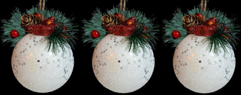3 BIRD & PINE 9.5 CENTIMETRE BAUBLES. 55122