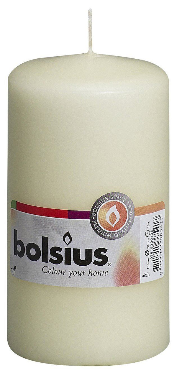 Ivory Pillar Candle - BOLSIUS 130mm x 70mm Elegant Decor