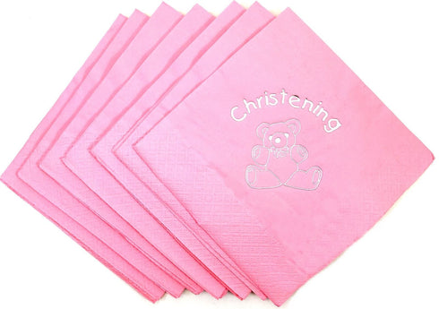 CHRISTENING PINK NAPKINS 33CM X 33CM. 140190