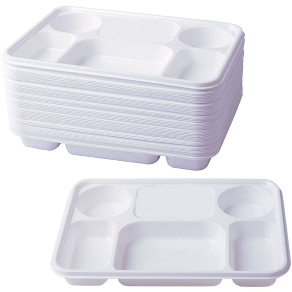 Plastic Dinner Plates - Deluxe 6 Compartment Set 50pc DD9700