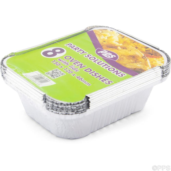 Small Foil Dishes with Lids - PPS93010 Oven Safe 8 Pack