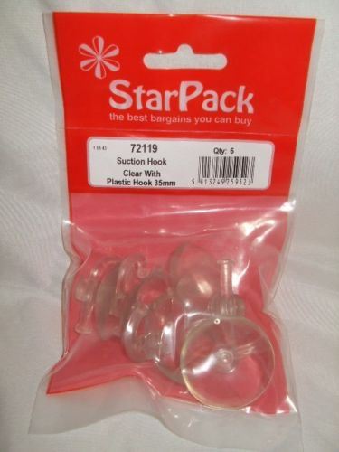 Suction Hook Set - Clear Plastic 35mm 4-Pack 72119