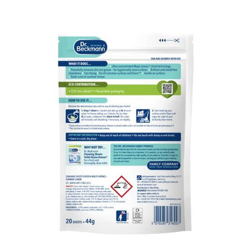 Multi Surface Cleaning Sheets - DR BECKMANN Summer Lemon 20 Pack
