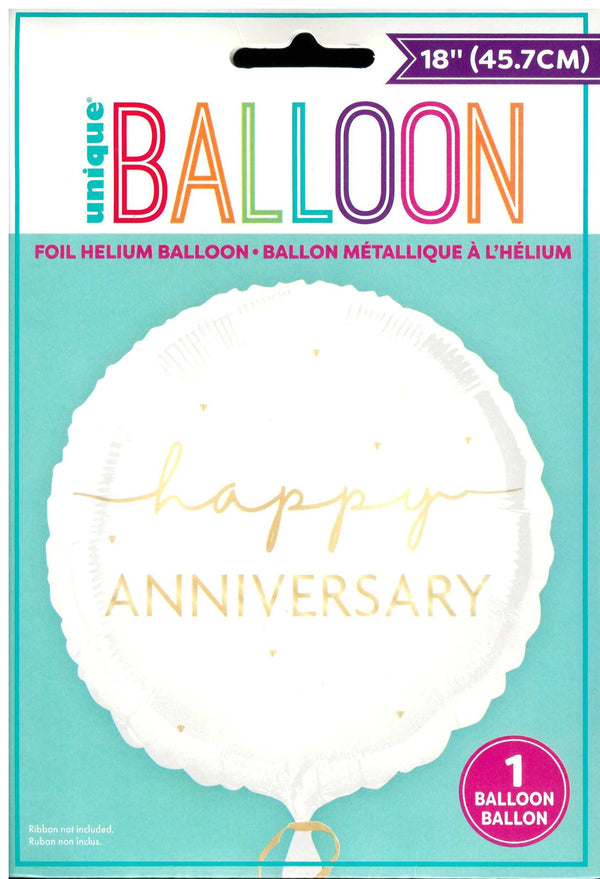 Anniversary Foil Balloon - Unique Happy 18" Round | UNI85909