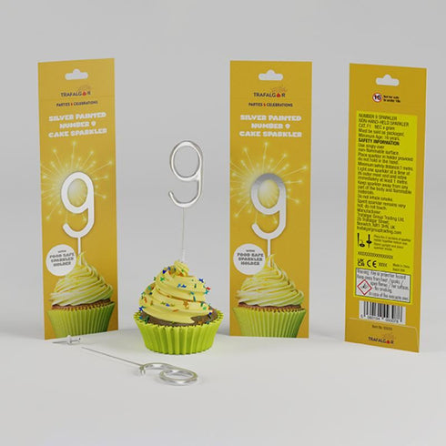 Silver Cake Sparkler No 9 - TRAFALGAR CR-93078 Celebration Essential