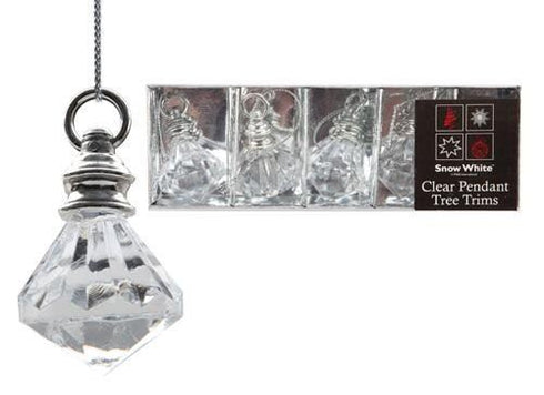 PACK OF 5 CLEAR ACRYLIC PENDANT CHRISTMAS TREE DECORATIONS. PS351902