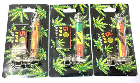 Metal Pipe Tobacco - Pocket Smoking Pipe with 5 Screens HX251A